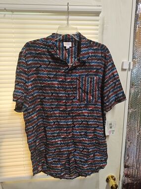 LuLaRoe Men's Michael Short Sleeve Button Down Shirt